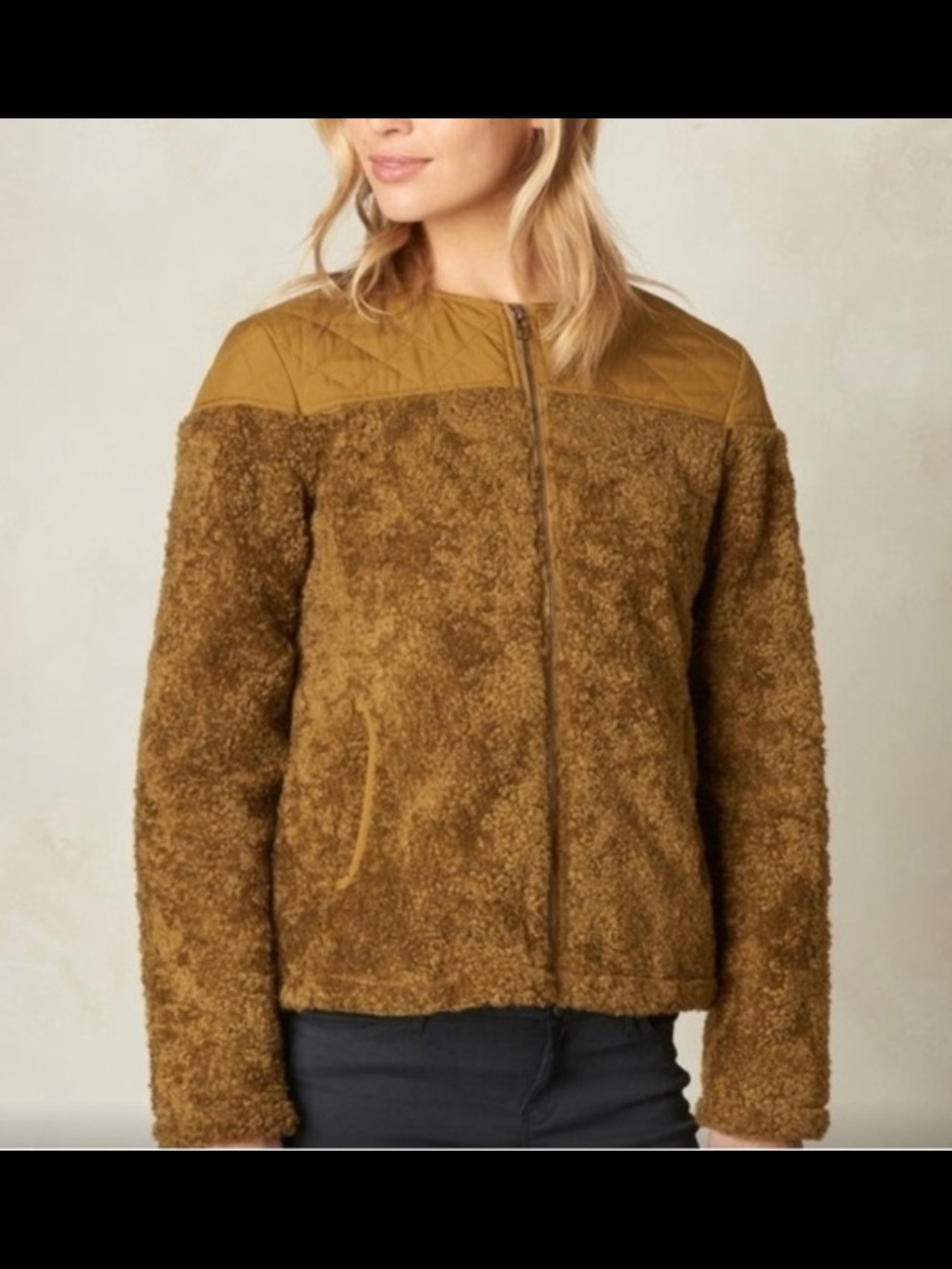 prAna Good Lux Womens Jacket Brown Sherpa Teddy Quilted Gorpcore L Fall